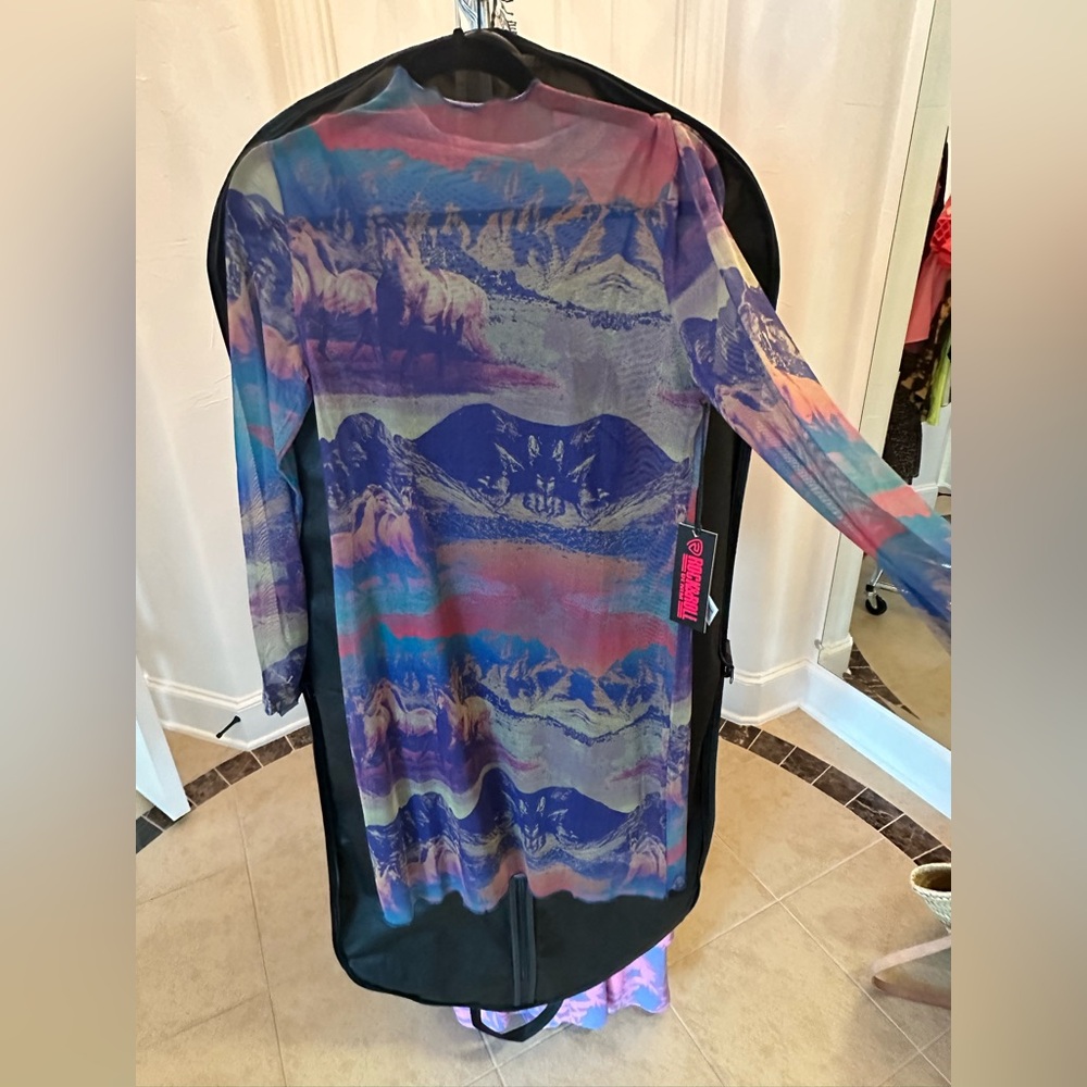 Colorful Sheer Long Sleeve Dress